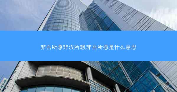 非吾所愿非汝所想,非吾所愿是什么意思