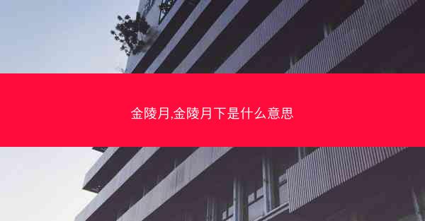 金陵月,金陵月下是什么意思