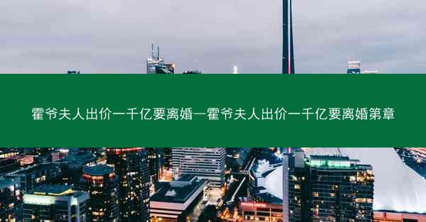 霍爷夫人出价一千亿要离婚—霍爷夫人出价一千亿要离婚第章