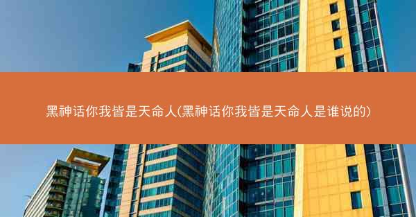 黑神话你我皆是天命人(黑神话你我皆是天命人是谁说的)