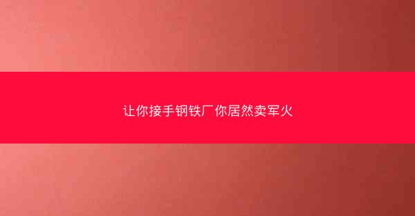 让你接手钢铁厂你居然卖军火